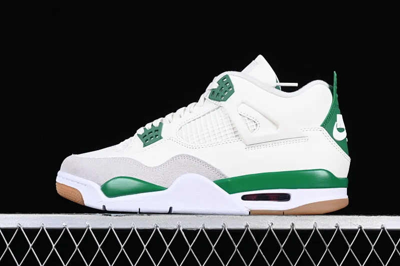 All categories Air Jordan Jordan series basketball shoes Air Jordan 4 LJR version Nk SB x Air Jordan 4 "Pine Green" AJ4 Joe 4 joint white green DR5415-103